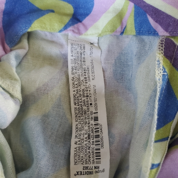 Zara Multicolor Linen Geometric Wide Leg Pants - Picture 4 of 10